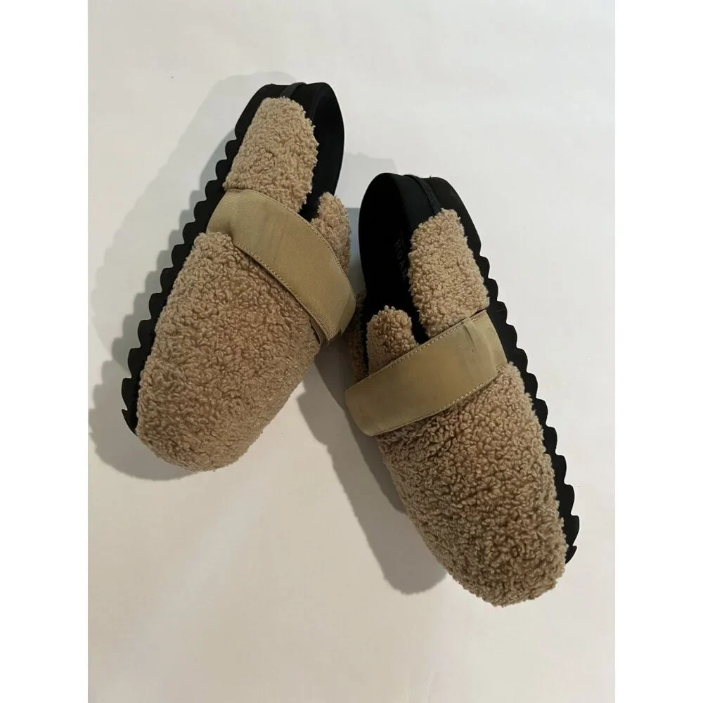 ROAM Fuzzy Loafer Mule in Beige Faux Shearling - Picture 5 of 6